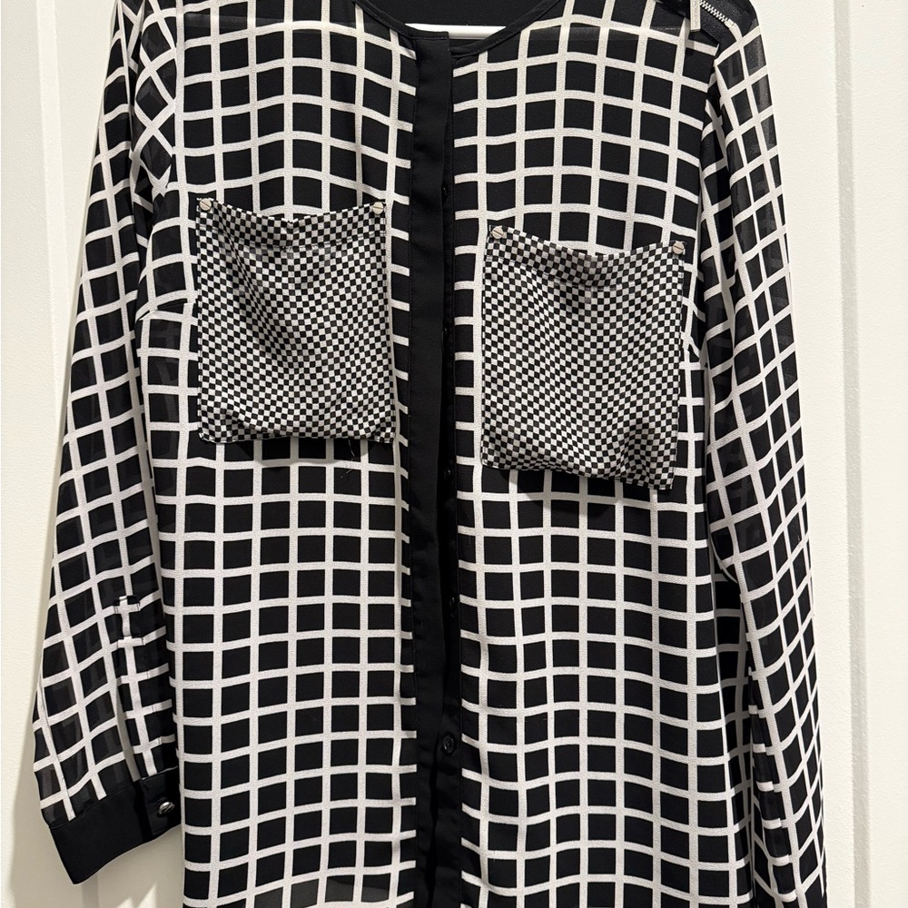 Black and White Checkered Women's Jacket